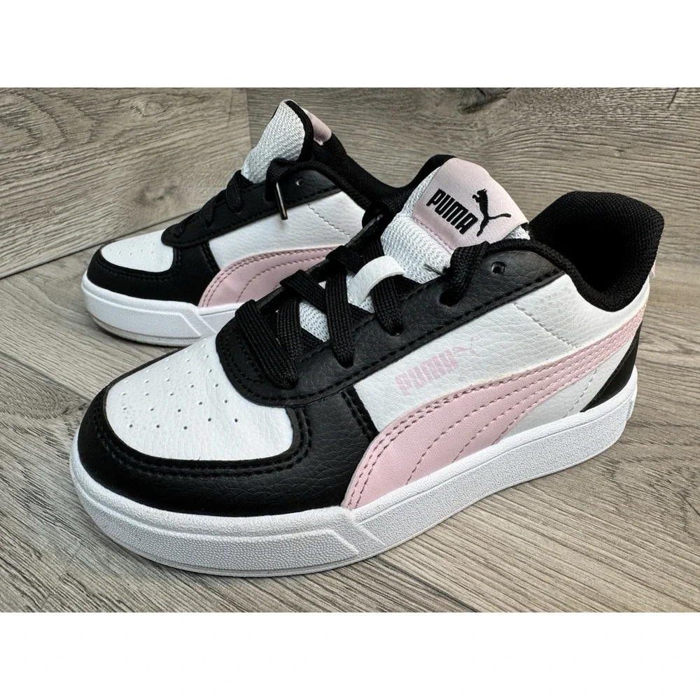 PUMA kids  Sneakers Size 12C Black White Pink Casual Athletic Shoes 396317-42